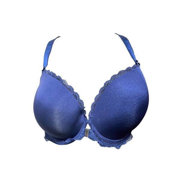 42D Adore Me Lace Front Closure Bra Blue Underwire Padded - Picture 1 of 11